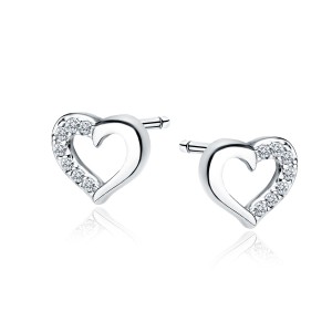 Cercei argint inima cu pietre DiAmanti Z1901ER_W-DIA (Argint 925‰ 1,1 g.)